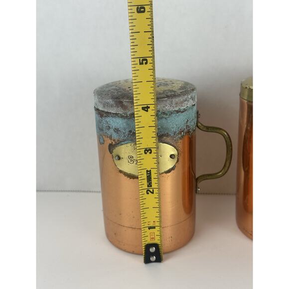 Salt & Pepper Shakers Copper And Brass Set VTG Country Decor - Picture 2 of 6
